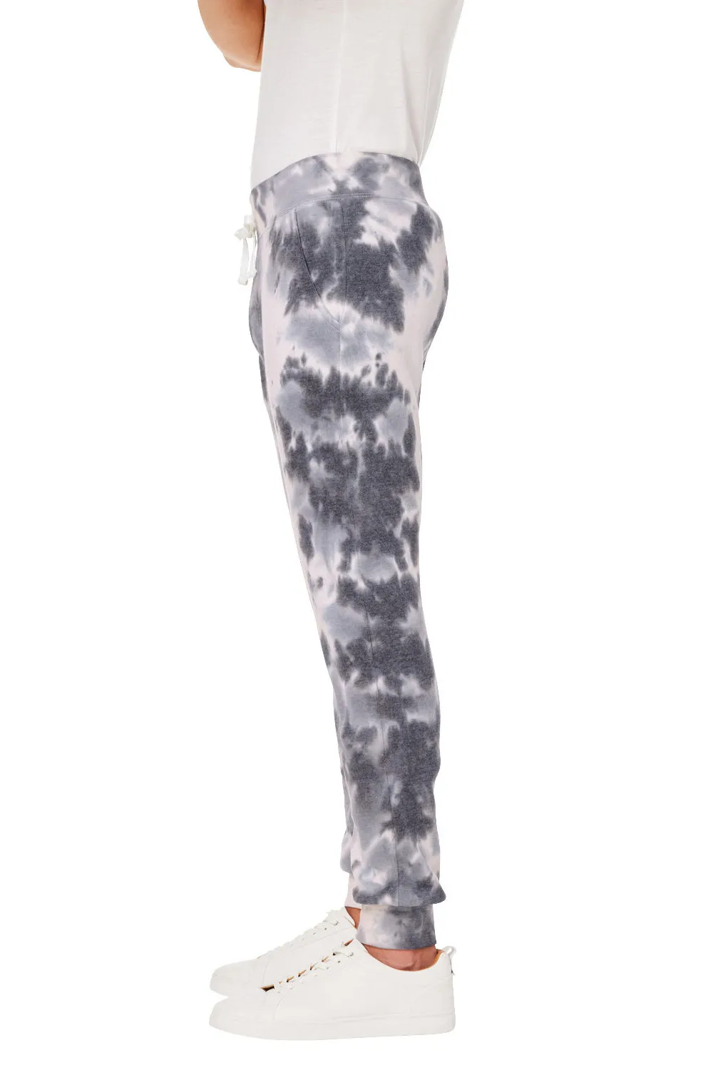 J America Mens Tie-Dye Fleece Jogger Sweatpants w/ Pockets - Black - Closeout