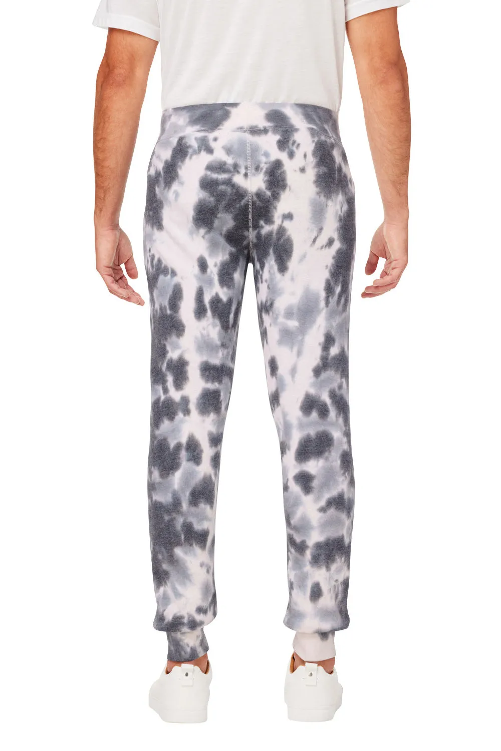 J America Mens Tie-Dye Fleece Jogger Sweatpants w/ Pockets - Black - Closeout