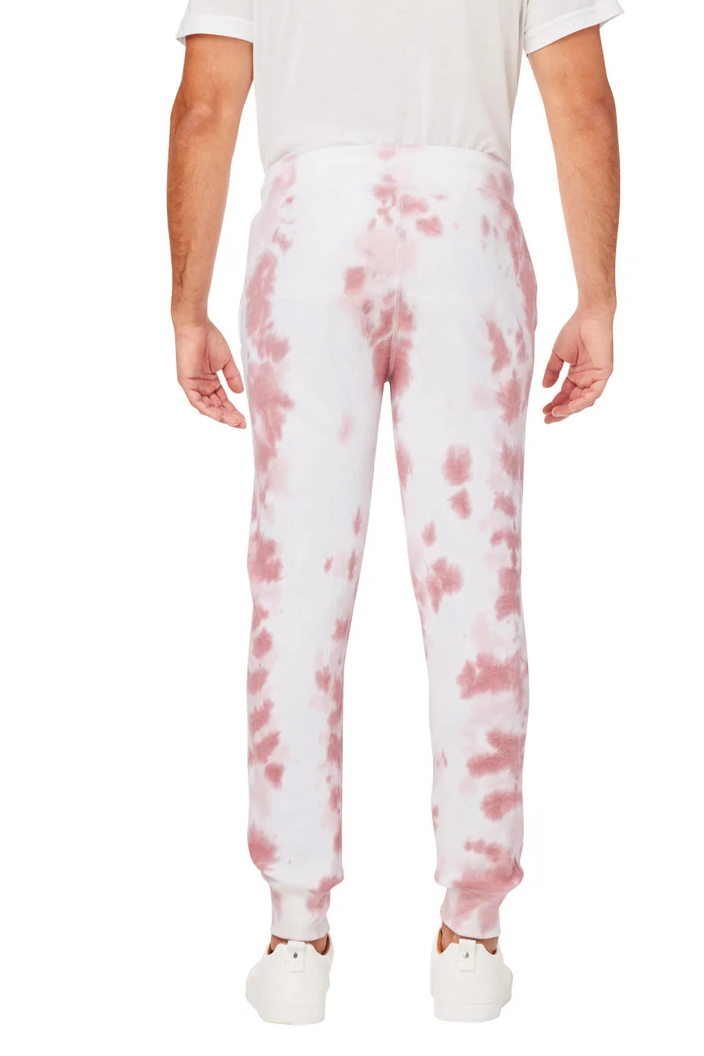 J America Mens Tie-Dye Fleece Jogger Sweatpants w/ Pockets - Dusty Rose - Closeout
