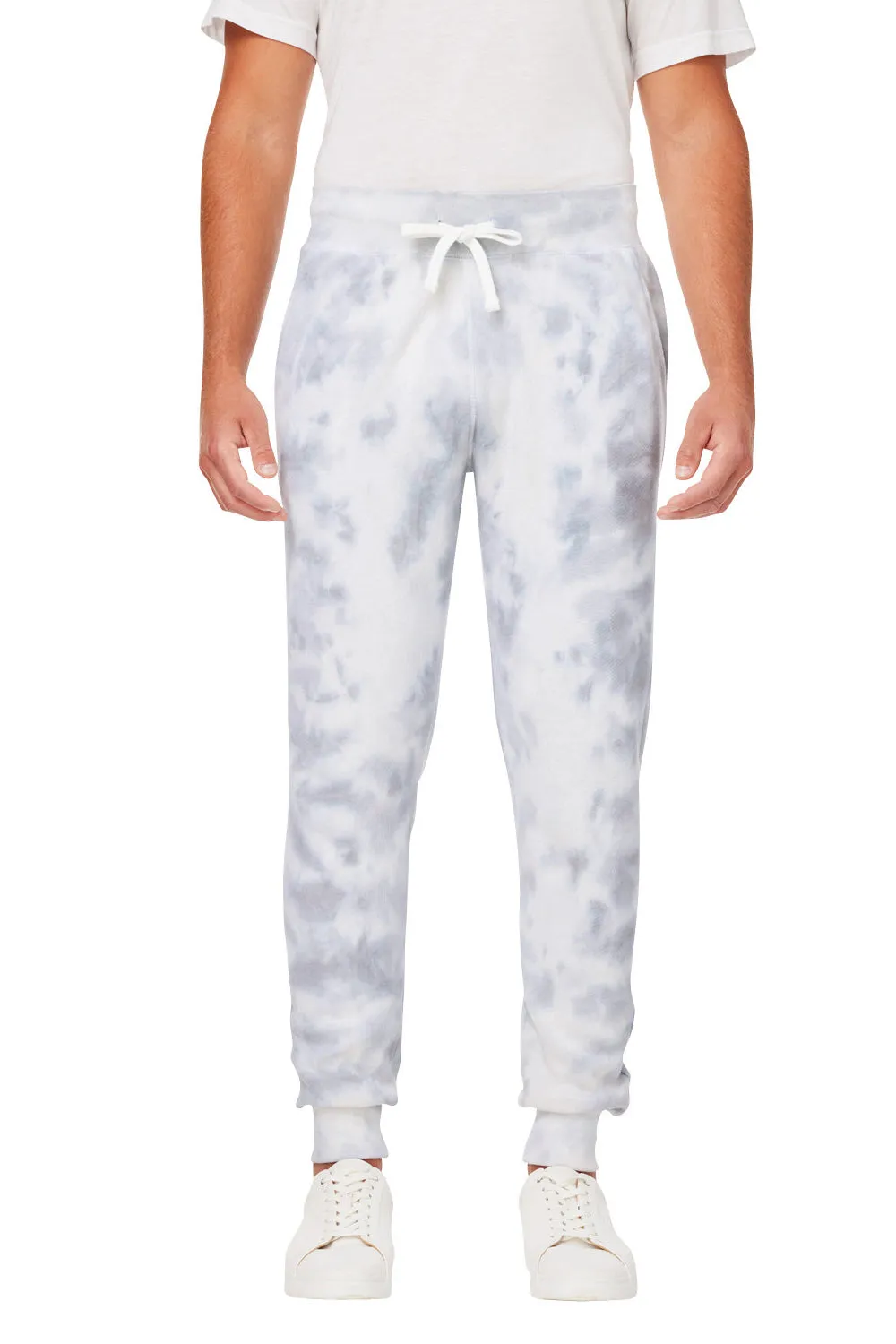 J America Mens Tie-Dye Fleece Jogger Sweatpants w/ Pockets - Grey - Closeout