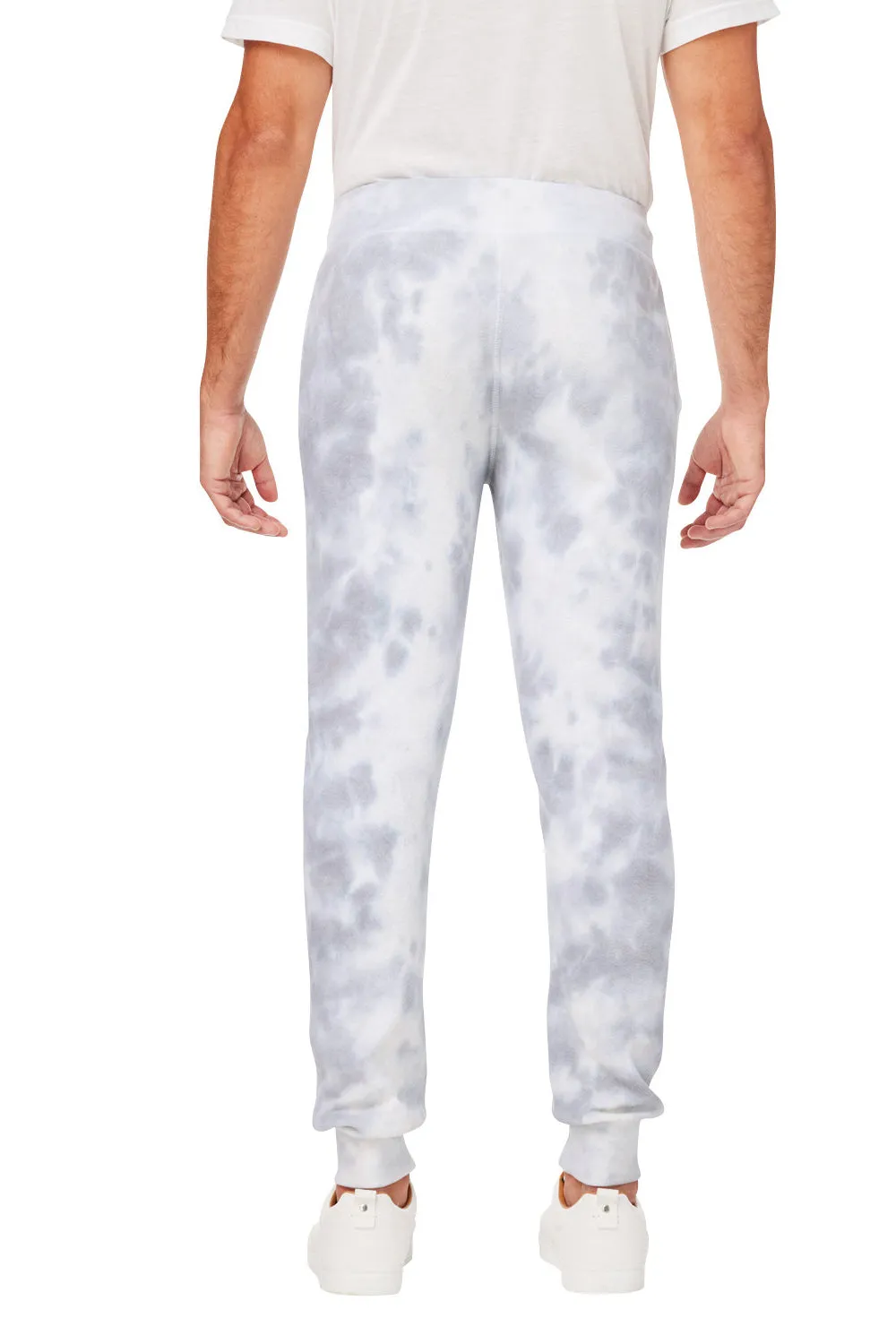 J America Mens Tie-Dye Fleece Jogger Sweatpants w/ Pockets - Grey - Closeout