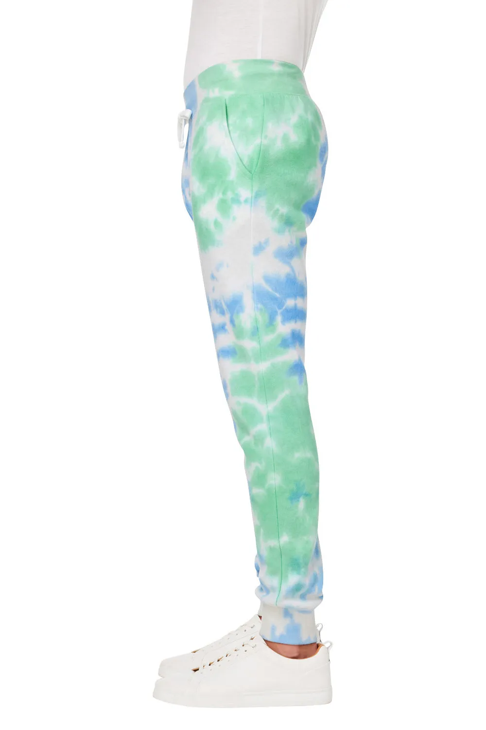 J America Mens Tie-Dye Fleece Jogger Sweatpants w/ Pockets - Lagoon - Closeout