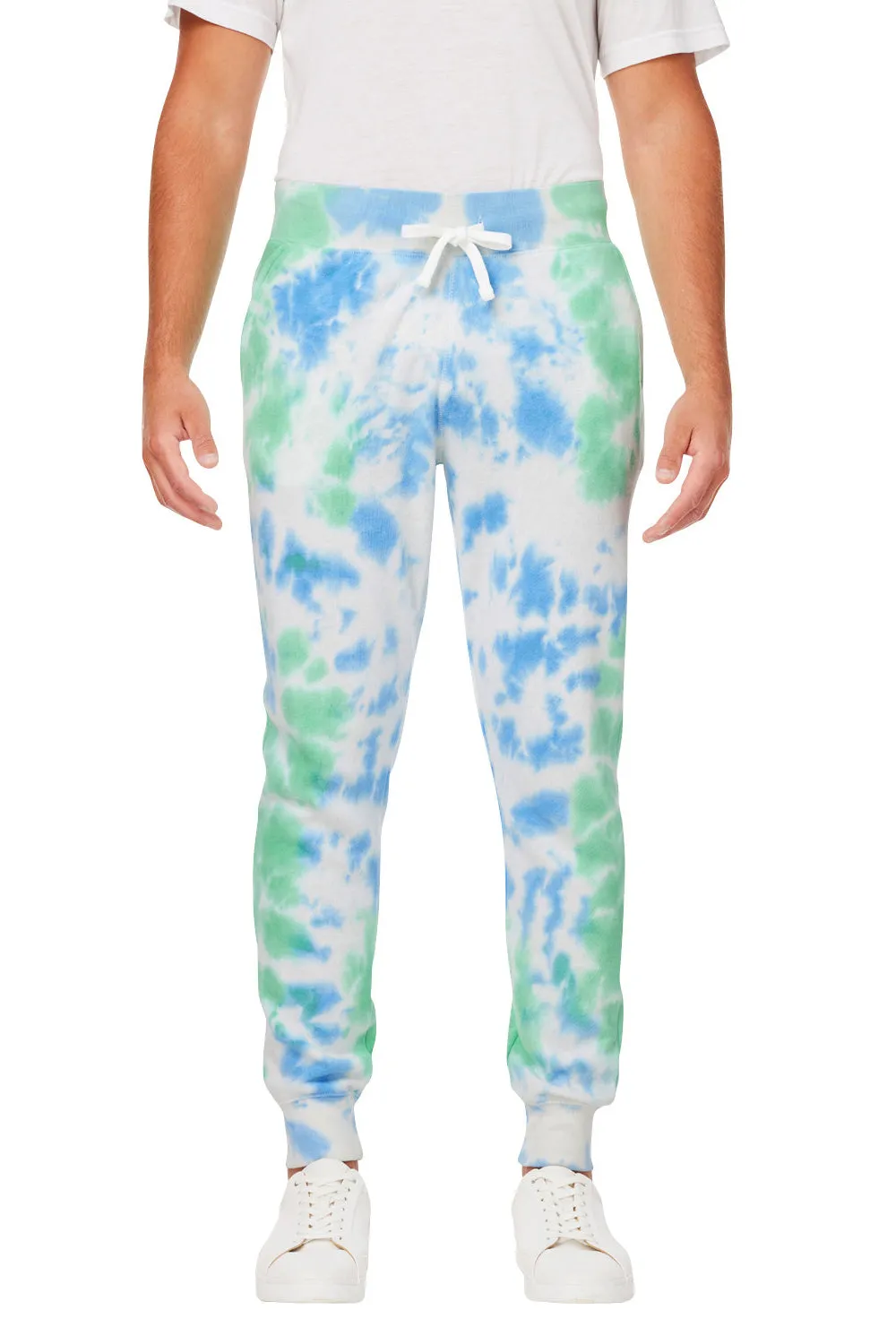 J America Mens Tie-Dye Fleece Jogger Sweatpants w/ Pockets - Lagoon - Closeout