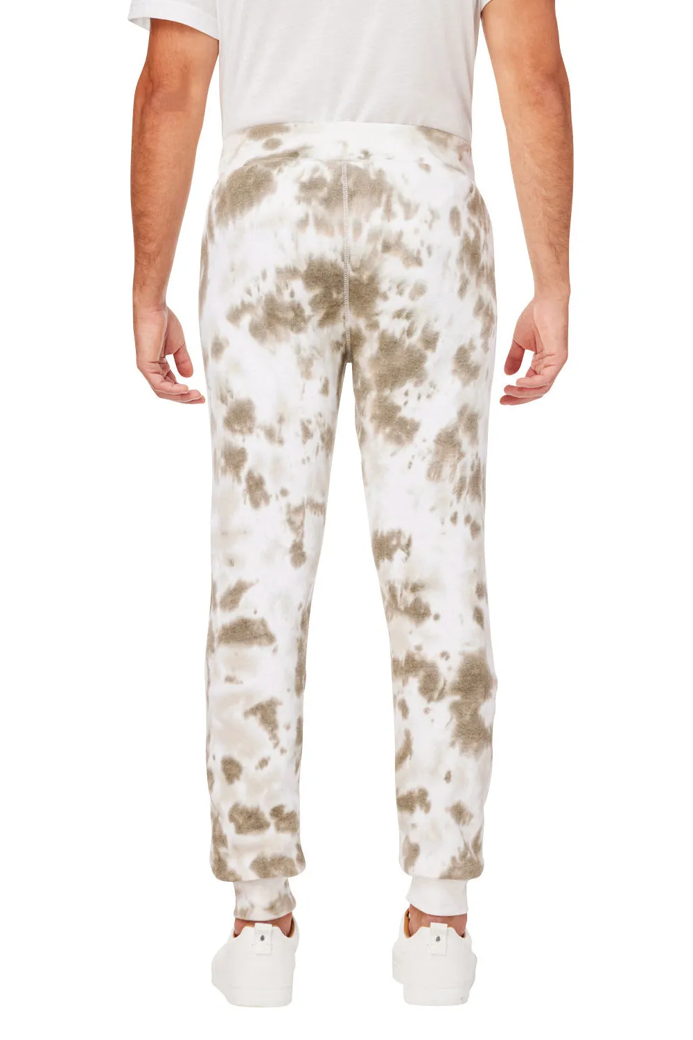 J America Mens Tie-Dye Fleece Jogger Sweatpants w/ Pockets - Olive - Closeout