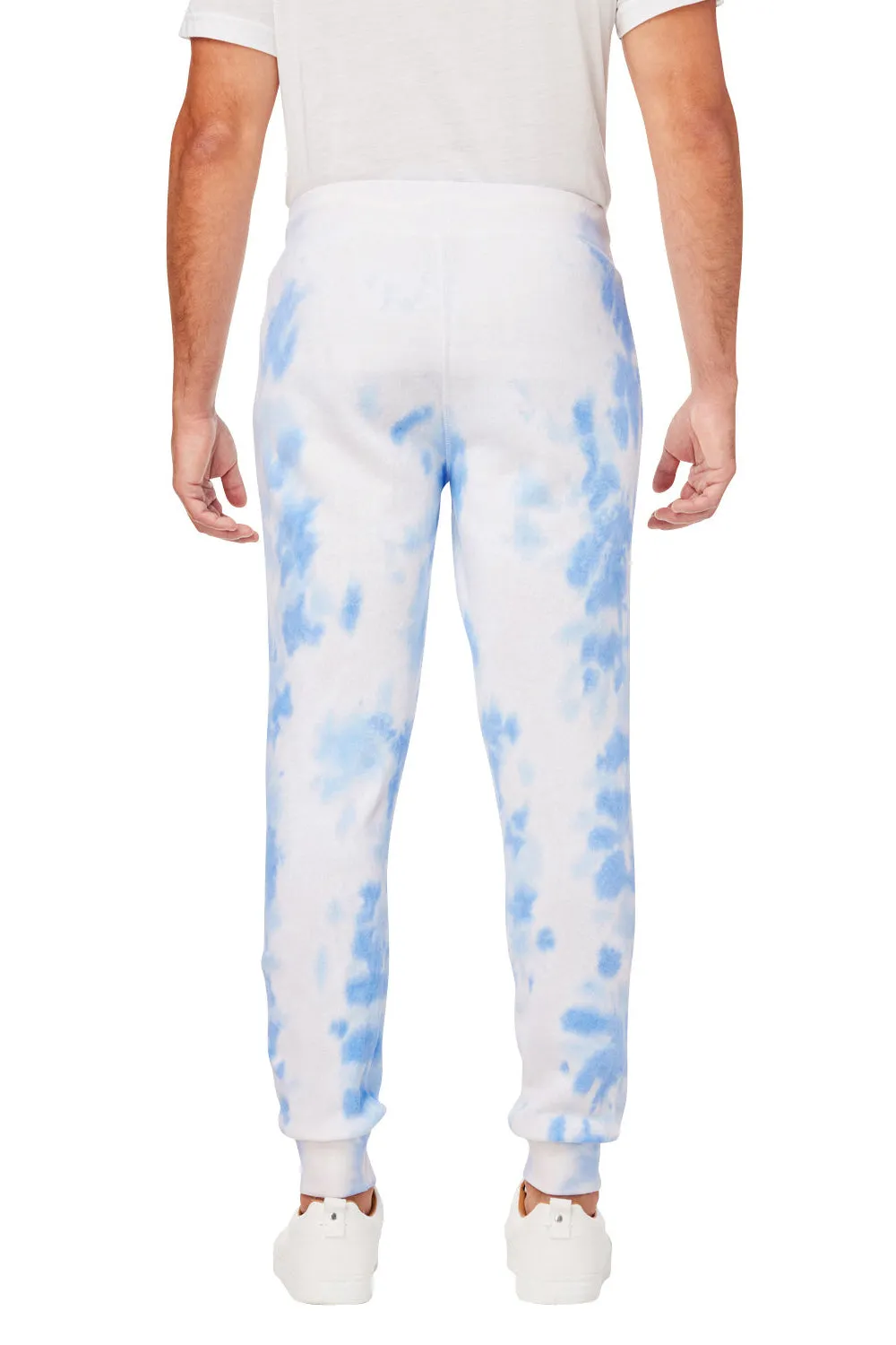 J America Mens Tie-Dye Fleece Jogger Sweatpants w/ Pockets - Periwinkle Blue - Closeout