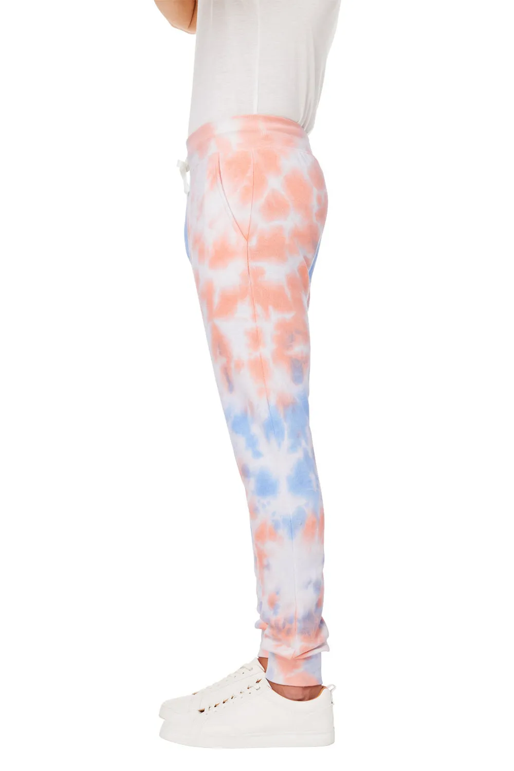 J America Mens Tie-Dye Fleece Jogger Sweatpants w/ Pockets - Sunset - Closeout