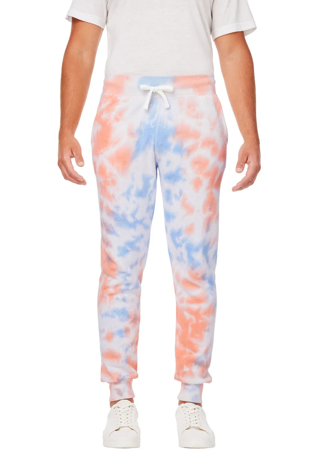 J America Mens Tie-Dye Fleece Jogger Sweatpants w/ Pockets - Sunset - Closeout