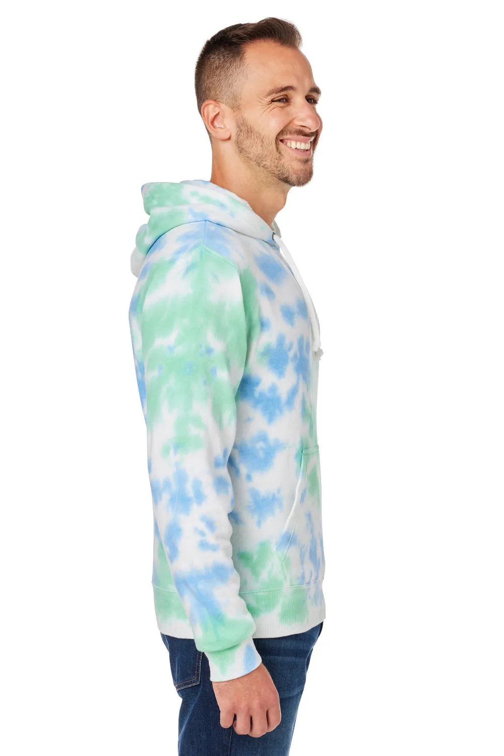 J America Mens Tie-Dye Hooded Sweatshirt Hoodie w/ Pouch Pocket - Lagoon