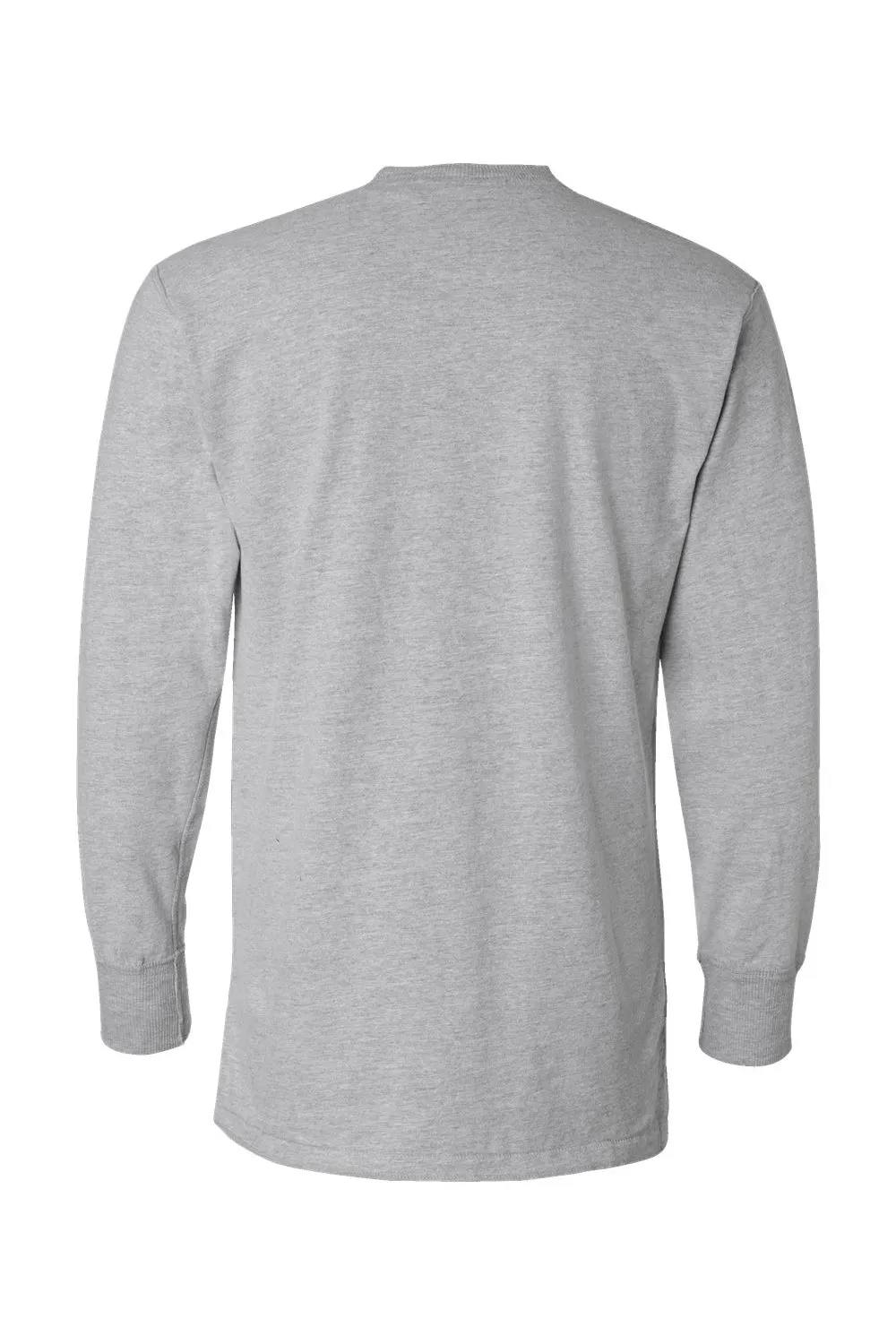 J America Mens Vintage Brushed Jersey Long Sleeve Henley T-Shirt - Oxford Grey