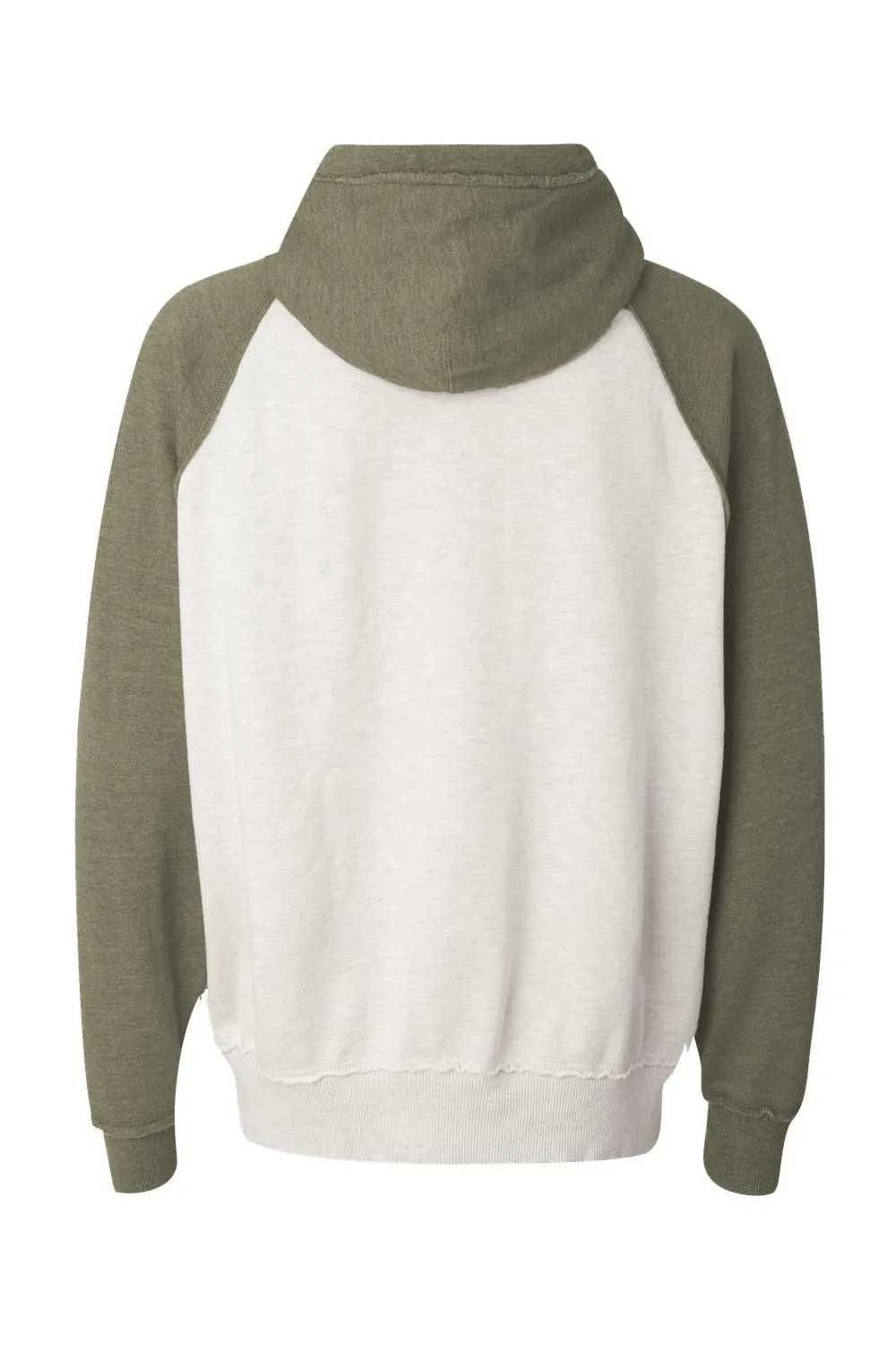 J America Mens Vintage Heather Hooded Sweatshirt Hoodie w/ Pouch Pocket - Oatmeal/Army Green