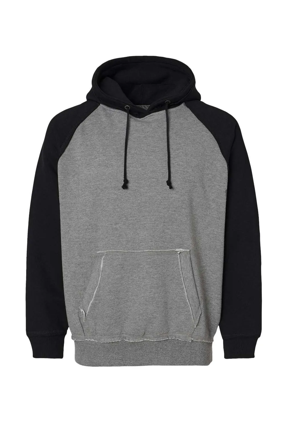J America Mens Vintage Heather Hooded Sweatshirt Hoodie w/ Pouch Pocket - Smoke Grey/Black