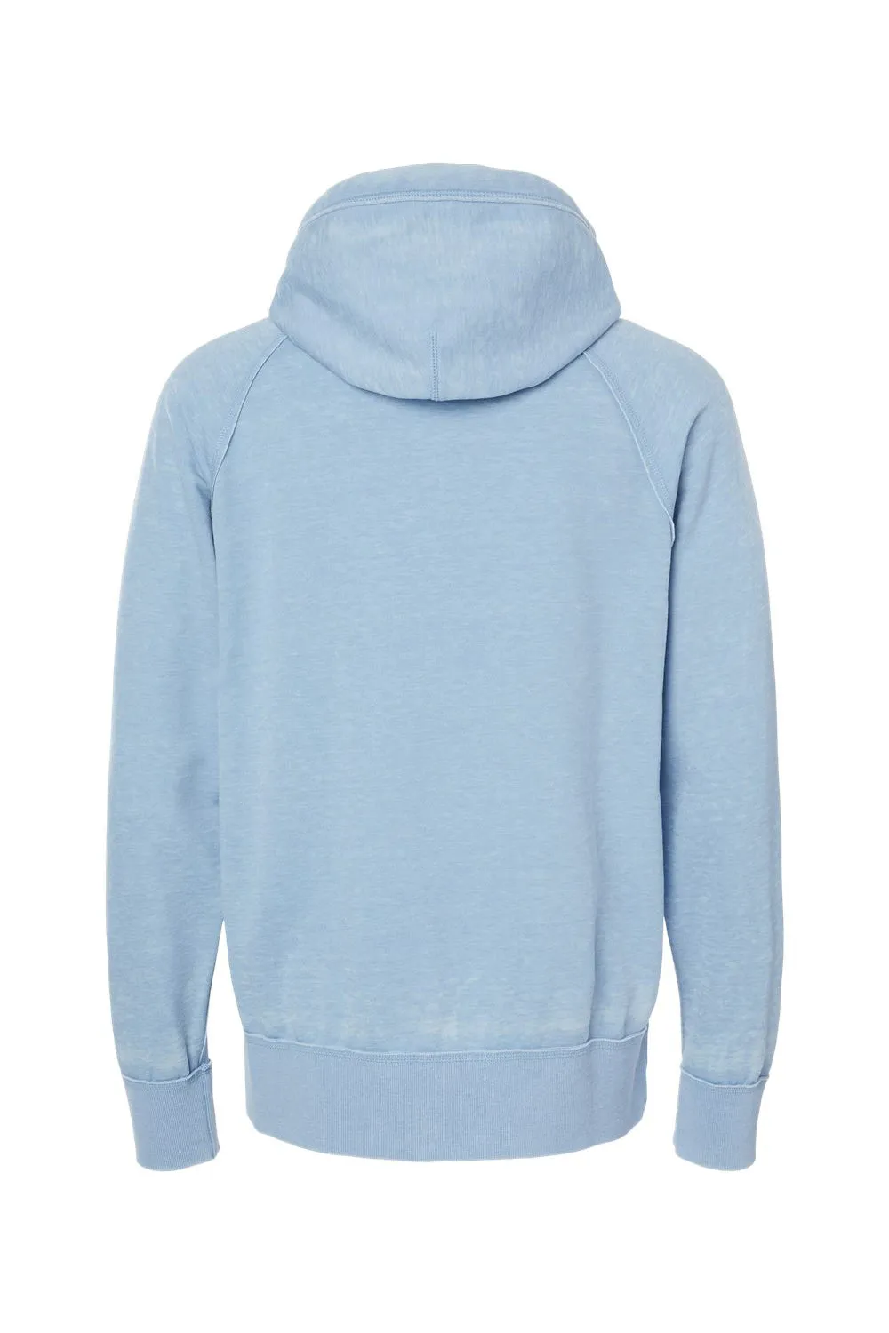 J America Mens Vintage Zen Burnout Fleece Hooded Sweatshirt Hoodie w/ Pouch Pocket - Chambray Blue