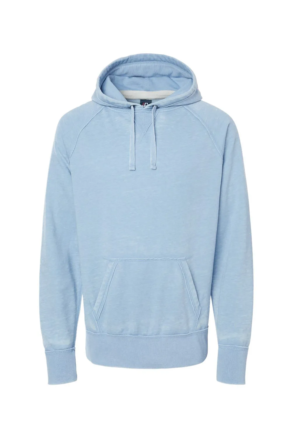 J America Mens Vintage Zen Burnout Fleece Hooded Sweatshirt Hoodie w/ Pouch Pocket - Chambray Blue