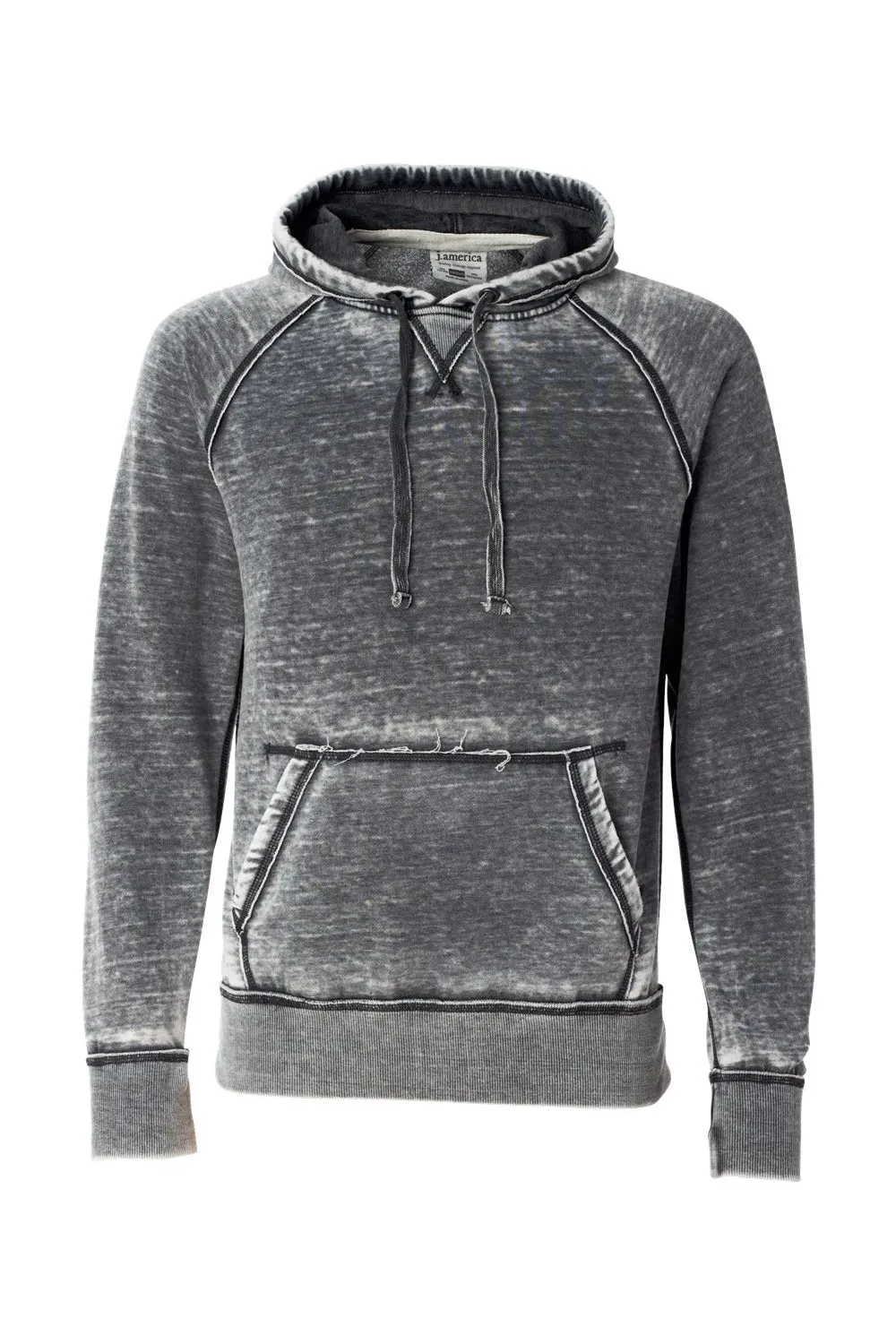 J America Mens Vintage Zen Burnout Fleece Hooded Sweatshirt Hoodie w/ Pouch Pocket - Dark Smoke Grey