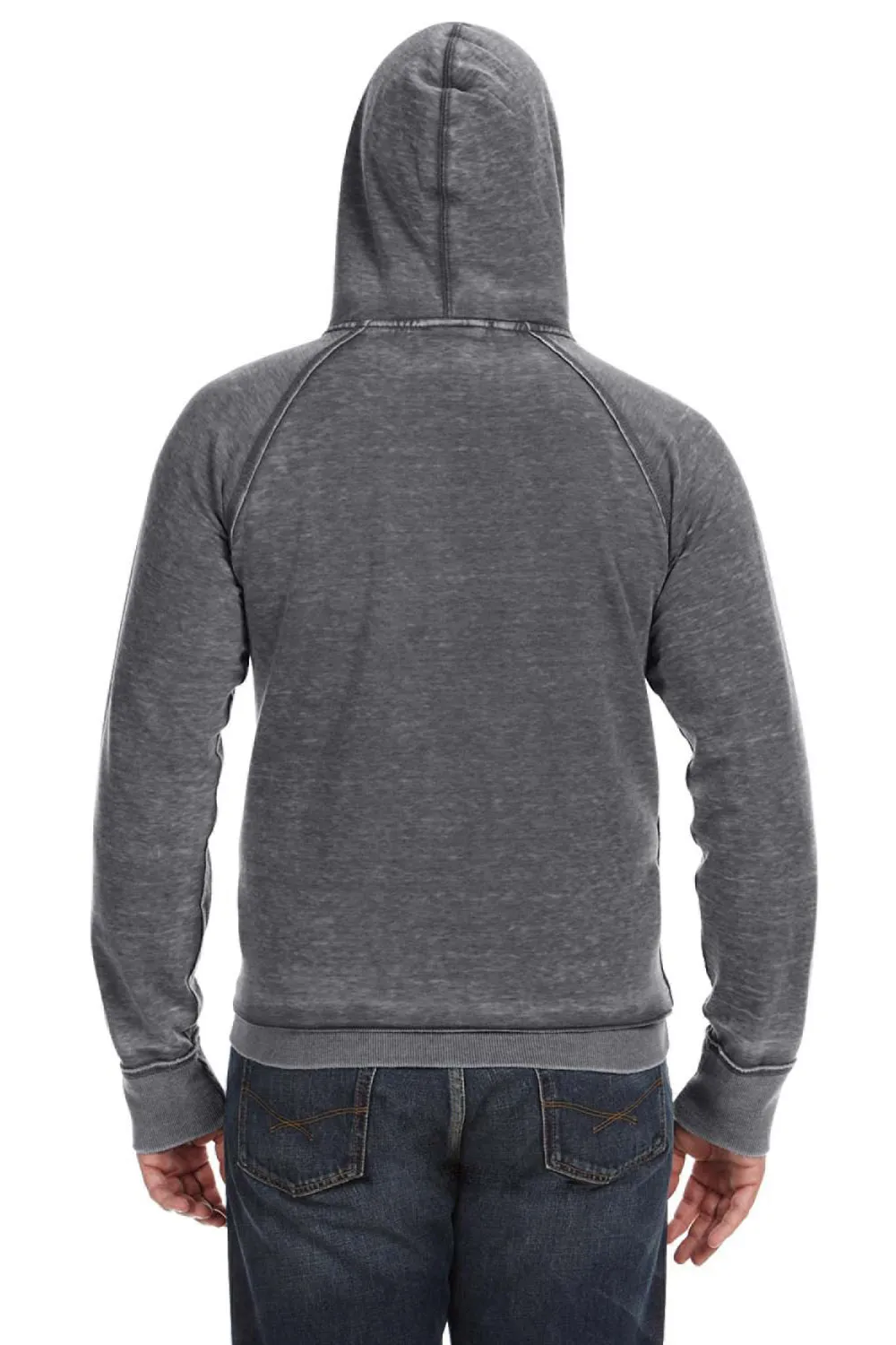 J America Mens Vintage Zen Burnout Fleece Hooded Sweatshirt Hoodie w/ Pouch Pocket - Dark Smoke Grey
