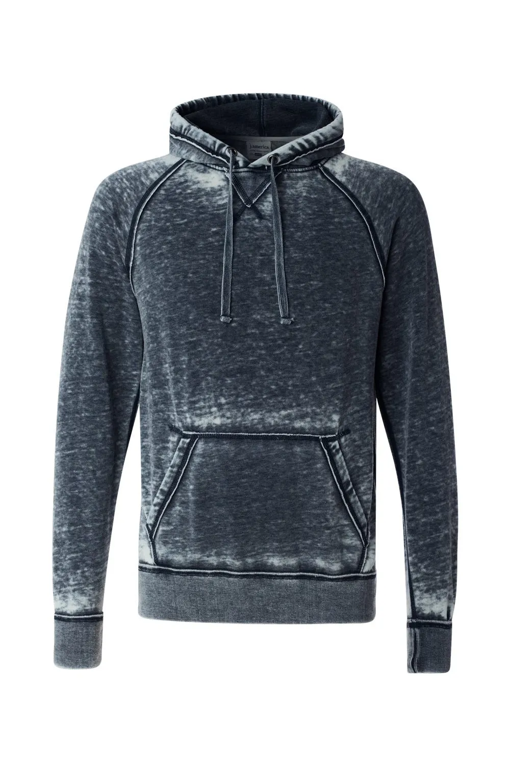 J America Mens Vintage Zen Burnout Fleece Hooded Sweatshirt Hoodie w/ Pouch Pocket - Vintage Navy Blue