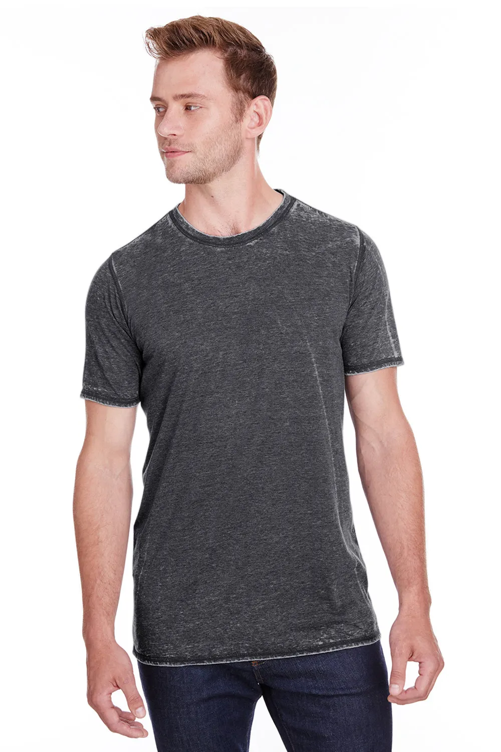 J America Mens Vintage Zen Jersey Short Sleeve Crewneck T-Shirt - Twisted Black
