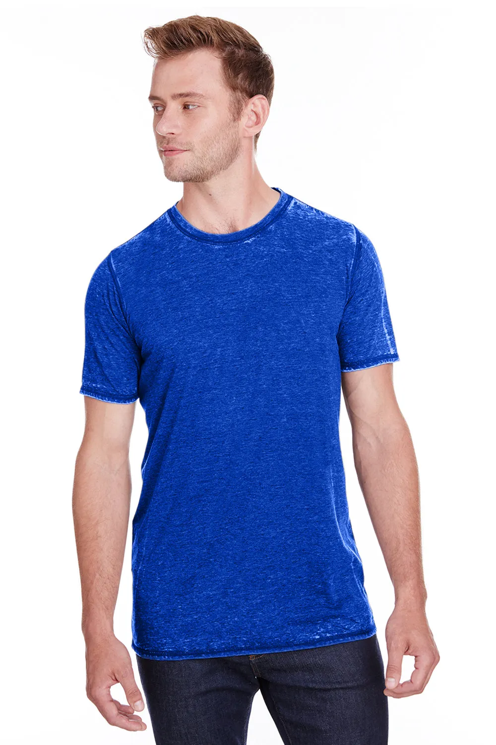 J America Mens Vintage Zen Jersey Short Sleeve Crewneck T-Shirt - Twisted Royal Blue