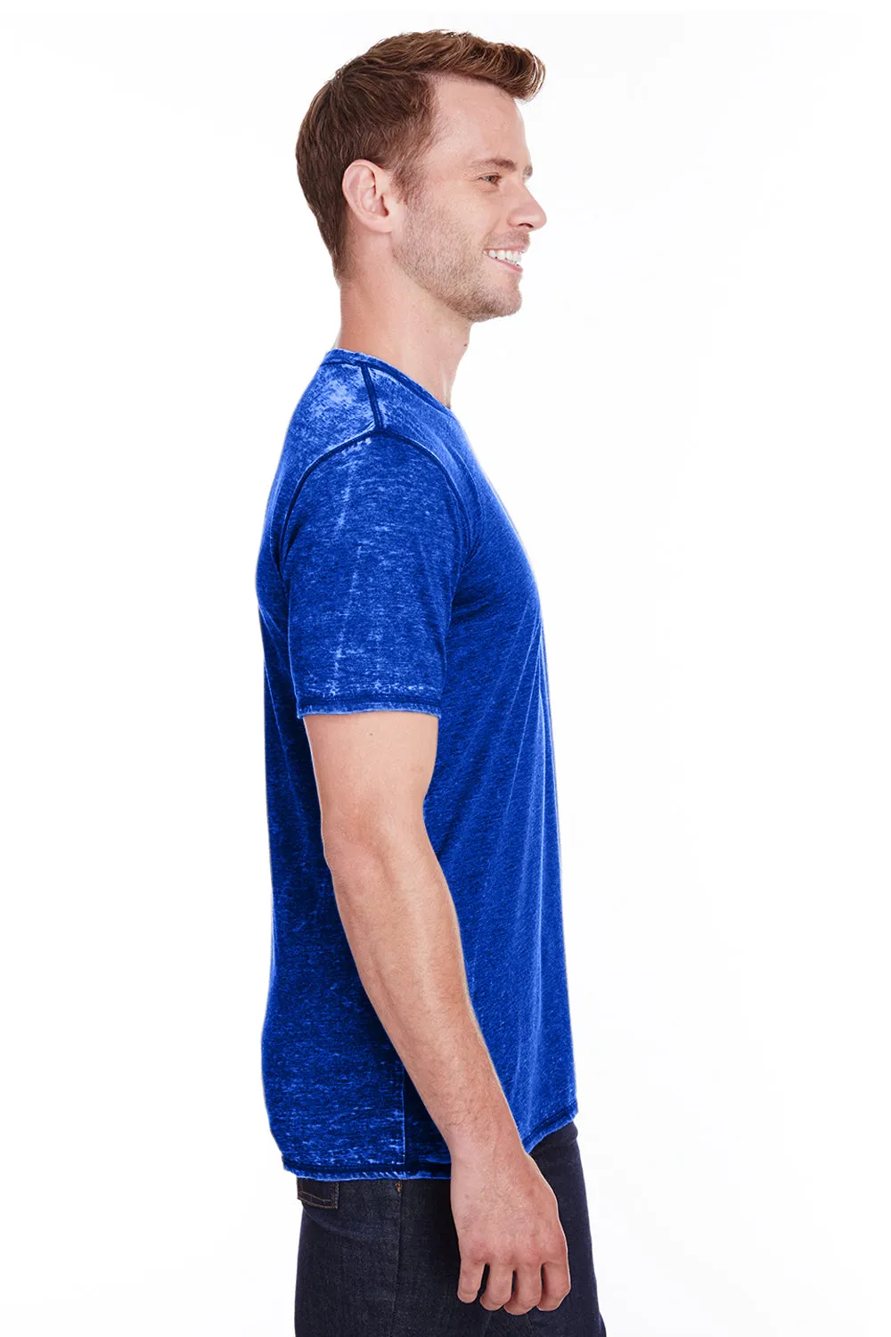 J America Mens Vintage Zen Jersey Short Sleeve Crewneck T-Shirt - Twisted Royal Blue