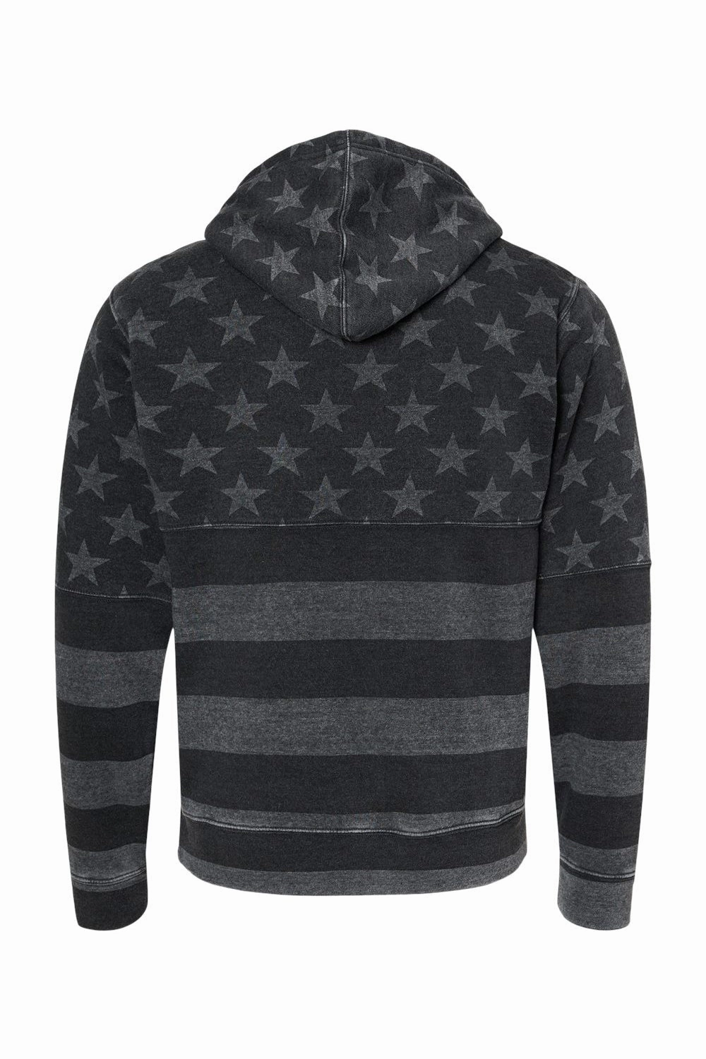 J America Mens Fleece Hooded Sweatshirt Hoodie w/ Pouch Pocket - Black Stars & Stripes