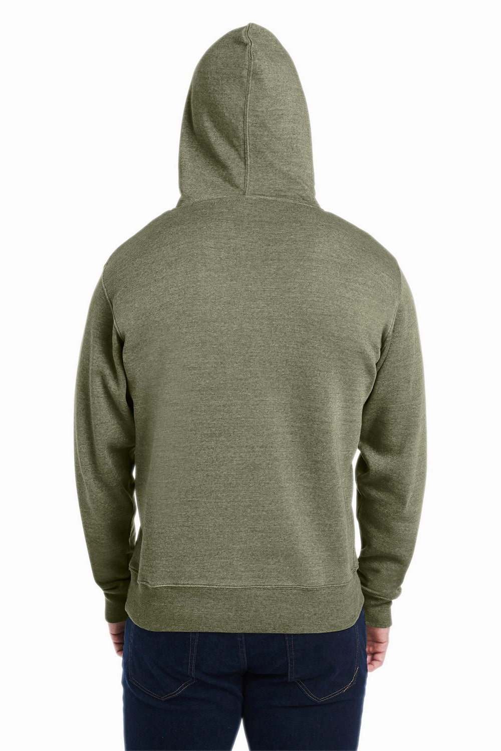 J America Mens Fleece Hooded Sweatshirt Hoodie w/ Pouch Pocket - Olive Green