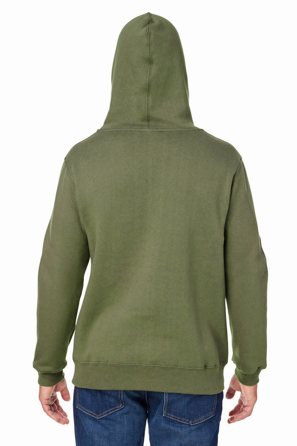 J America Mens Premium Fleece Hooded Sweatshirt Hoodie w/ Pouch Pocket - Military Green