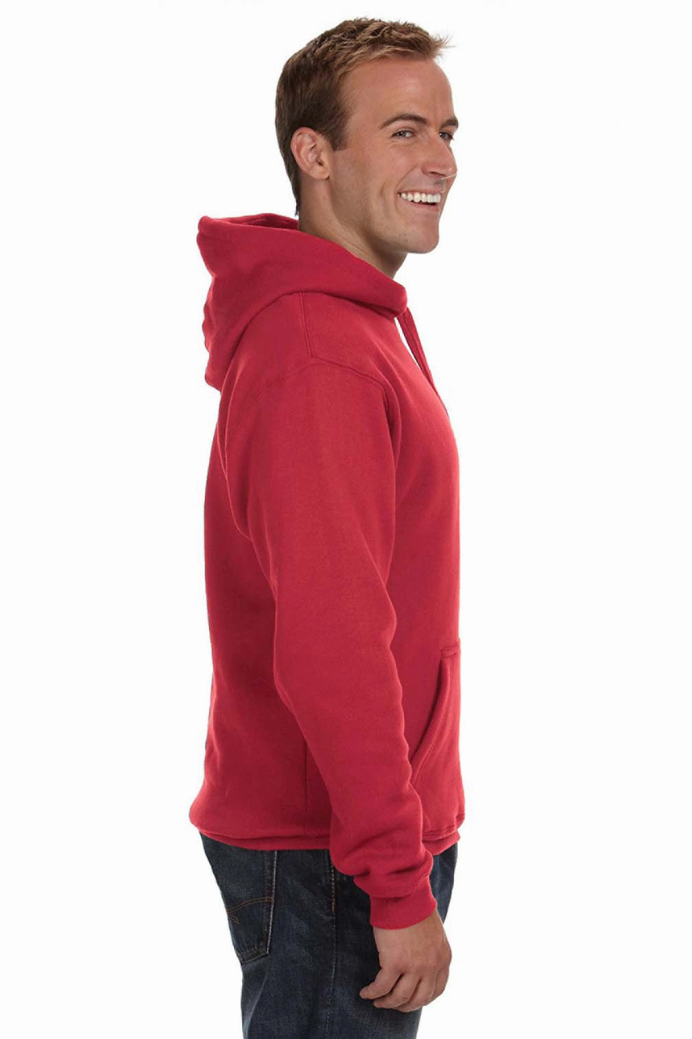 J America Mens Premium Fleece Hooded Sweatshirt Hoodie w/ Pouch Pocket - Red