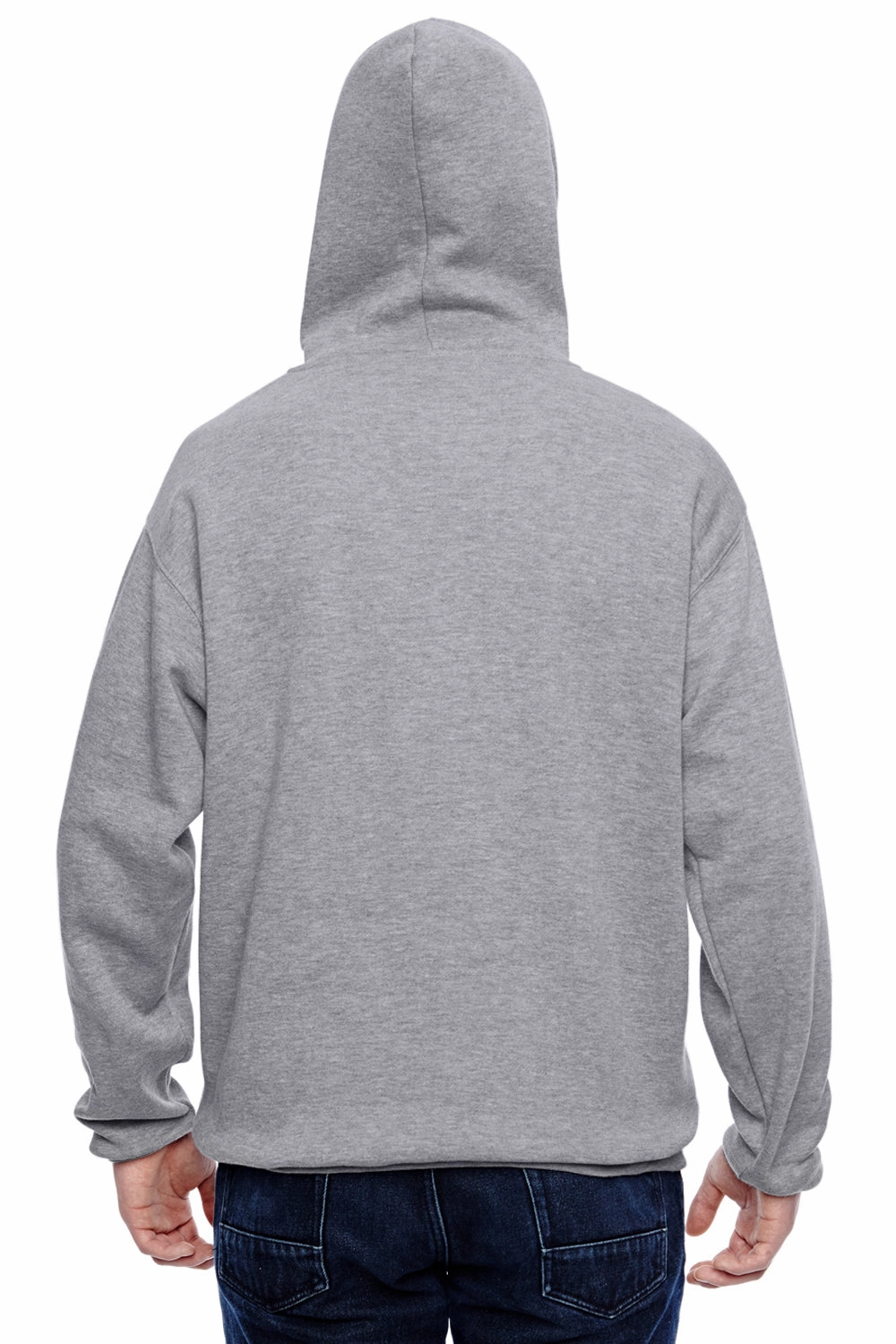 J America Mens Tailgate Fleece Hooded Sweatshirt Hoodie w/ Pouch Pocket - Oxford Grey