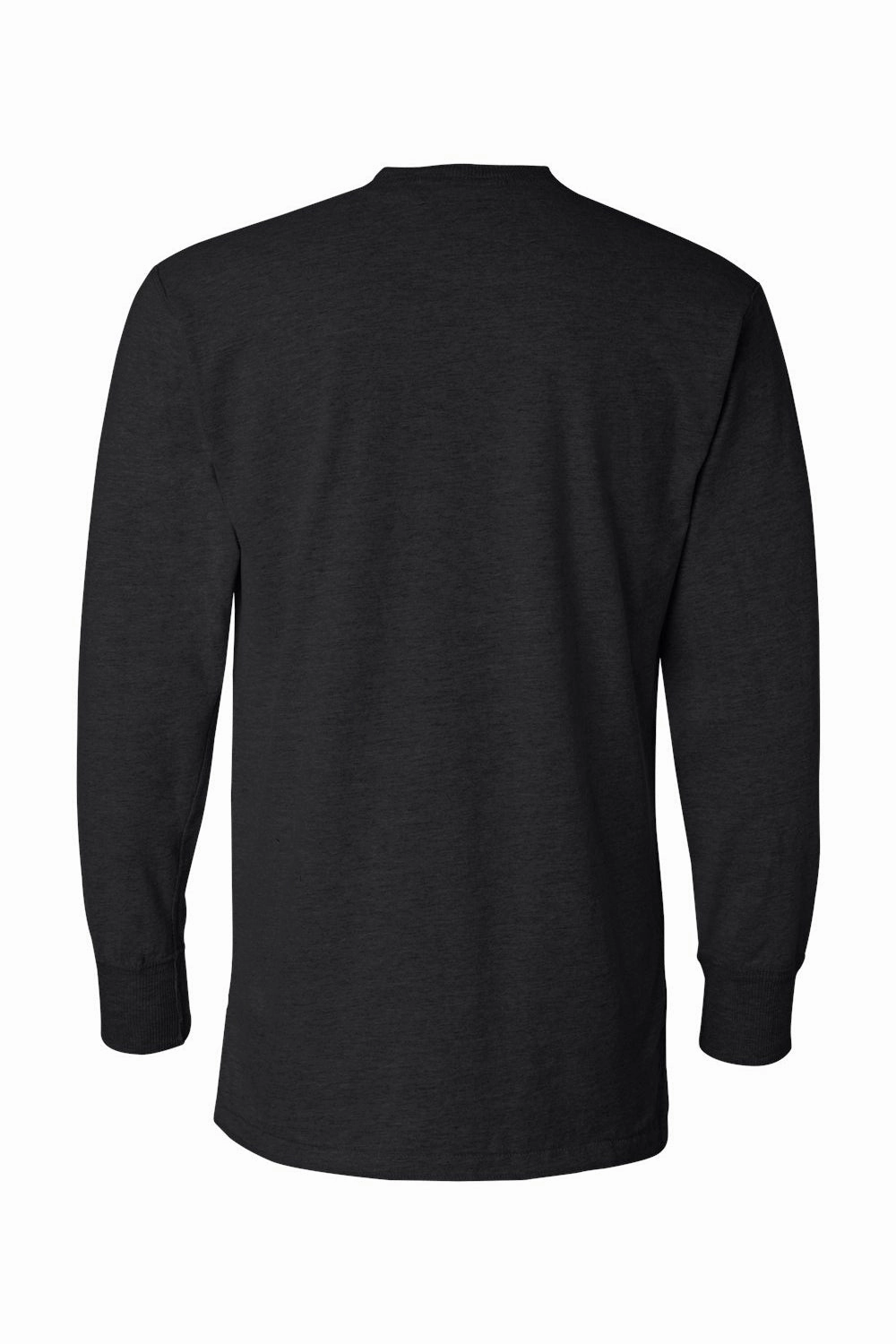J America Mens Vintage Brushed Jersey Long Sleeve Henley T-Shirt - Black
