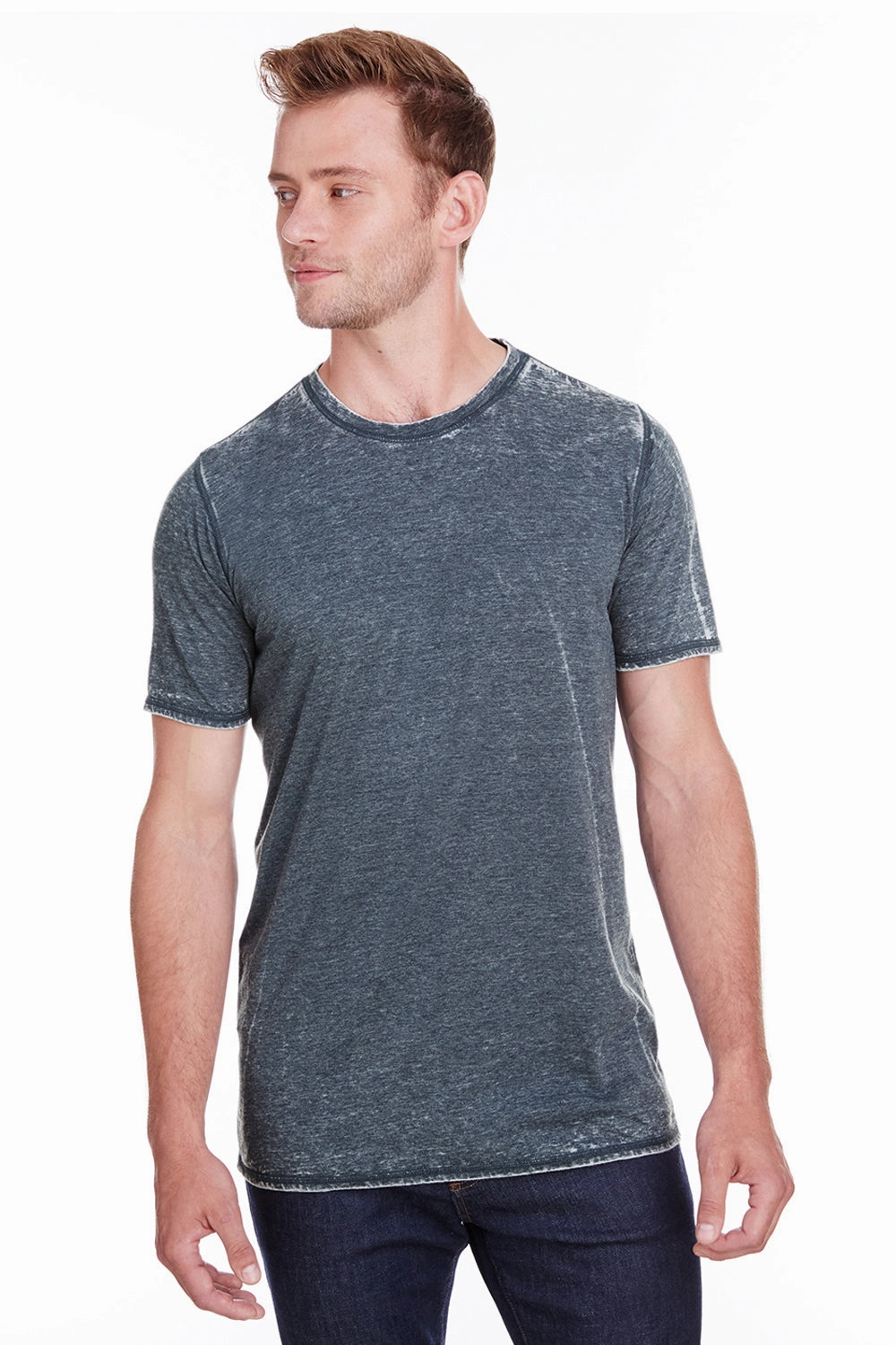 J America Mens Vintage Zen Jersey Short Sleeve Crewneck T-Shirt - Vintage Navy Blue