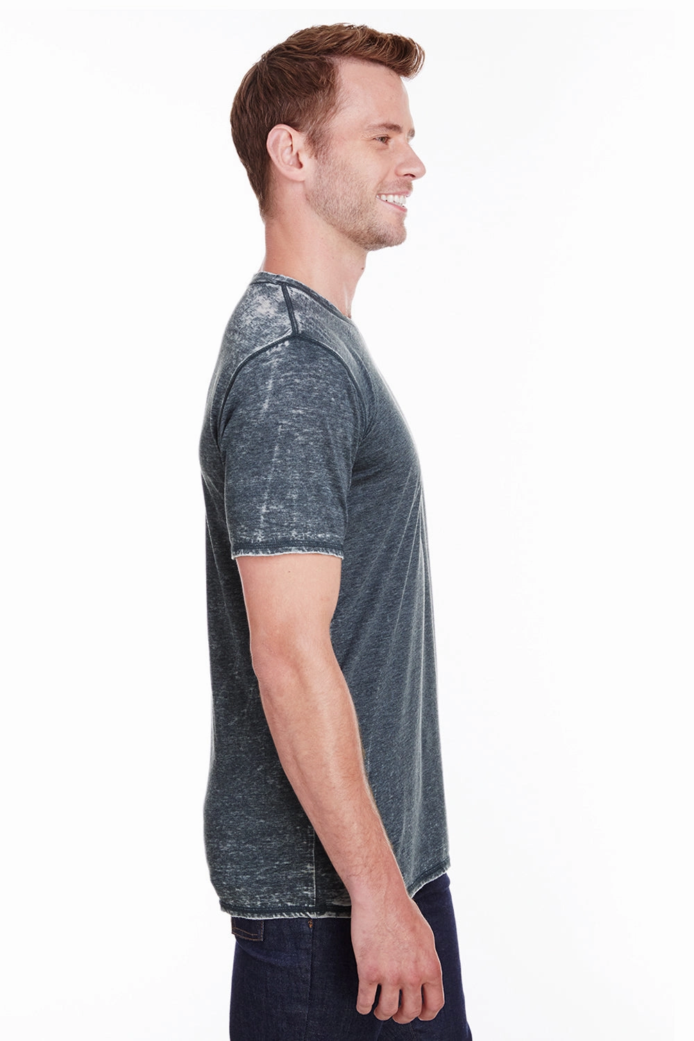 J America Mens Vintage Zen Jersey Short Sleeve Crewneck T-Shirt - Vintage Navy Blue