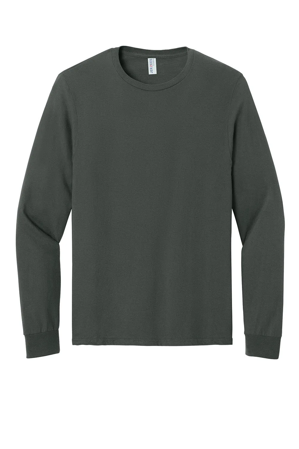Jerzees Mens Classics Long Sleeve Crewneck T-Shirt - Charcoal Grey