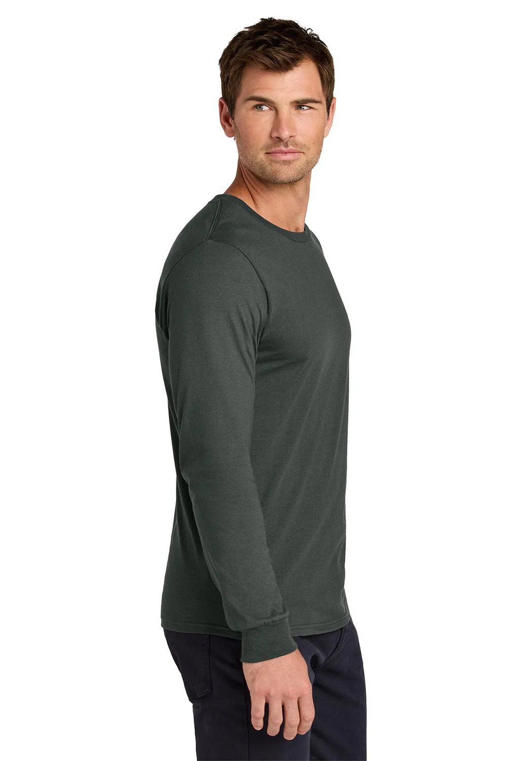 Jerzees Mens Classics Long Sleeve Crewneck T-Shirt - Charcoal Grey