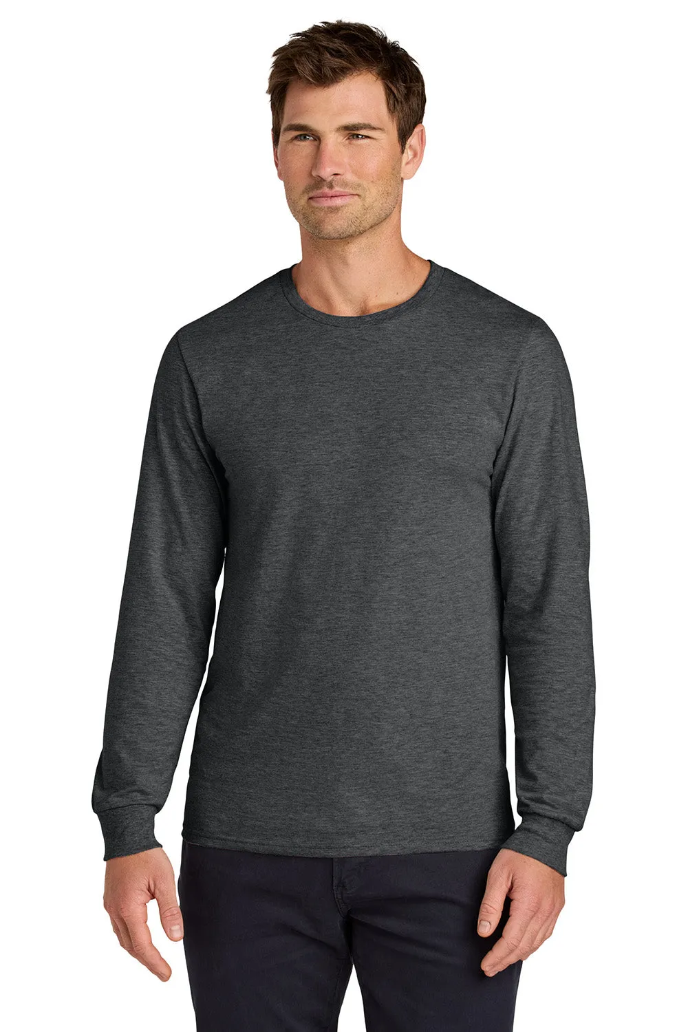 Jerzees Mens Classics Long Sleeve Crewneck T-Shirt - Heather Black