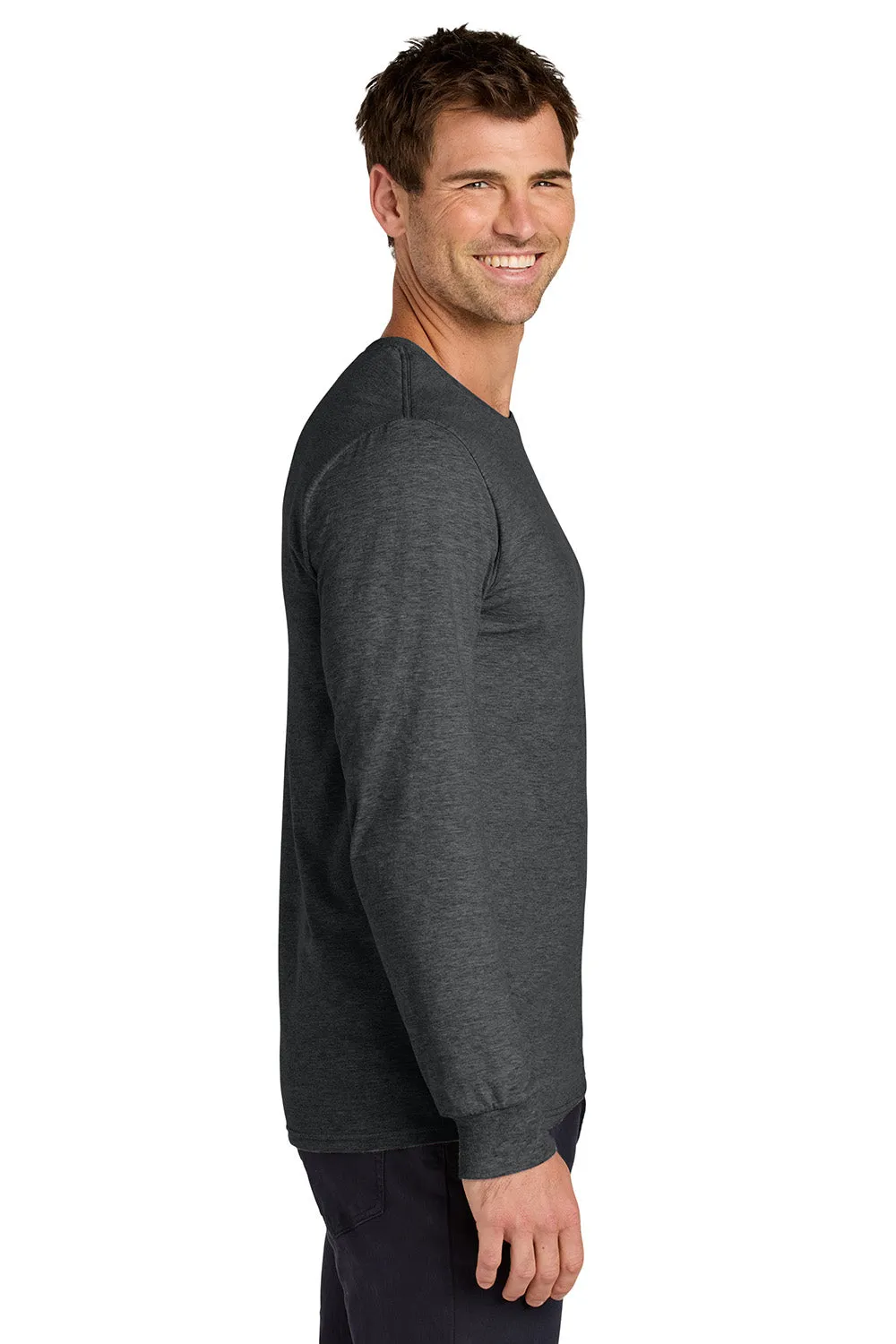 Jerzees Mens Classics Long Sleeve Crewneck T-Shirt - Heather Black