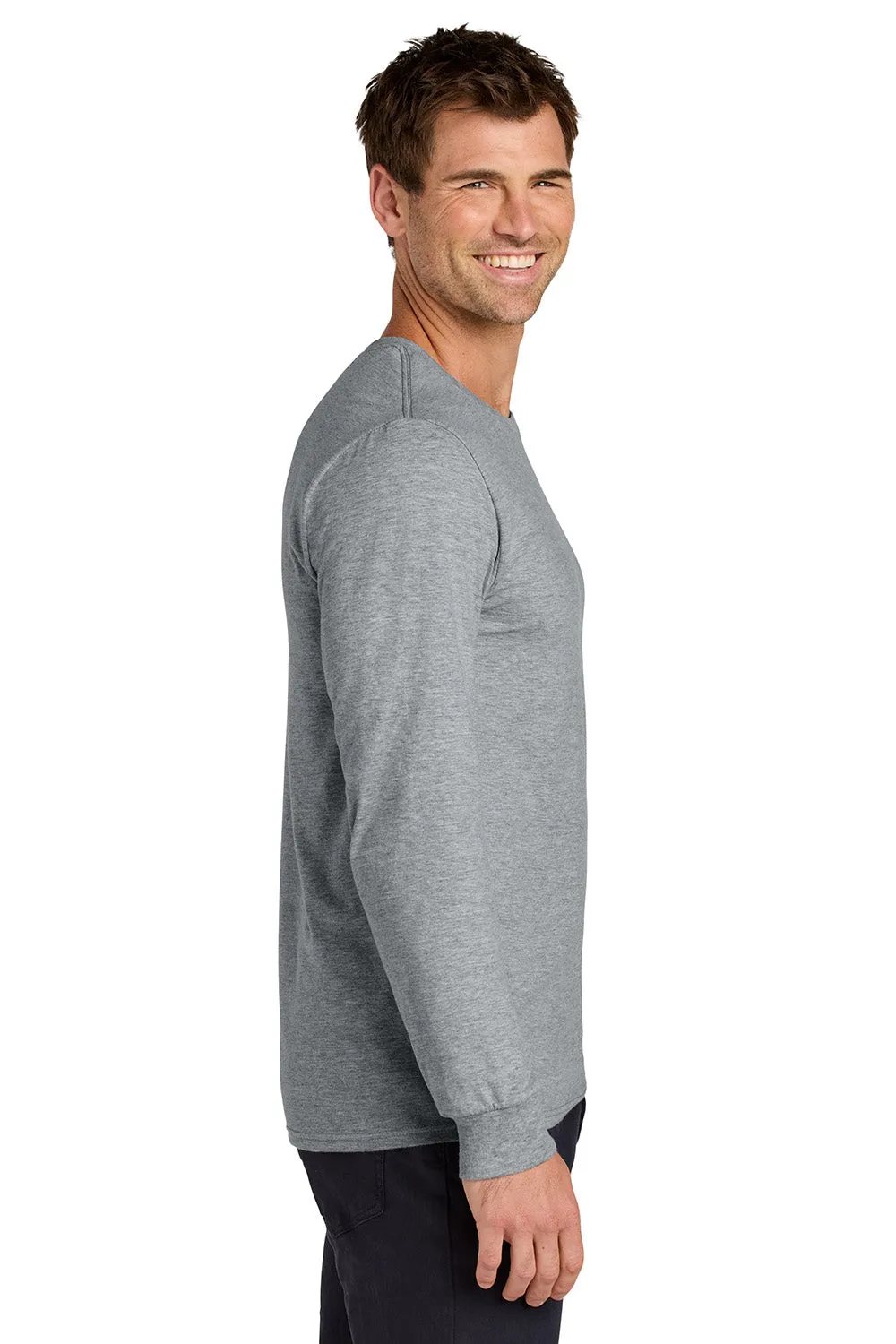 Jerzees Mens Classics Long Sleeve Crewneck T-Shirt - Heather Grey