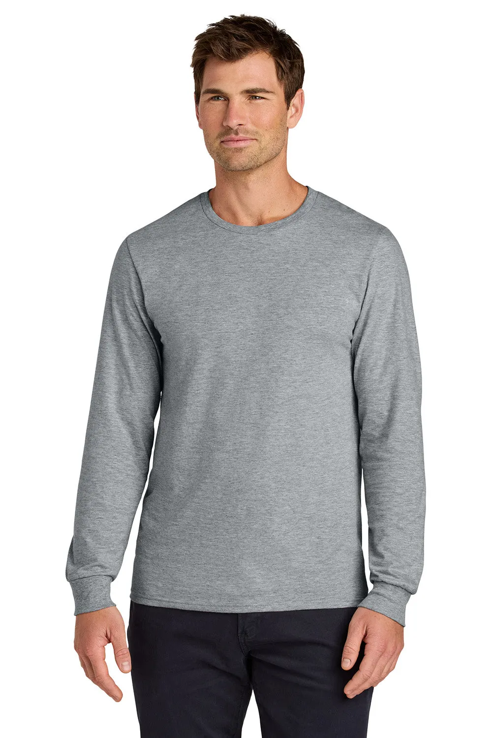 Jerzees Mens Classics Long Sleeve Crewneck T-Shirt - Heather Grey
