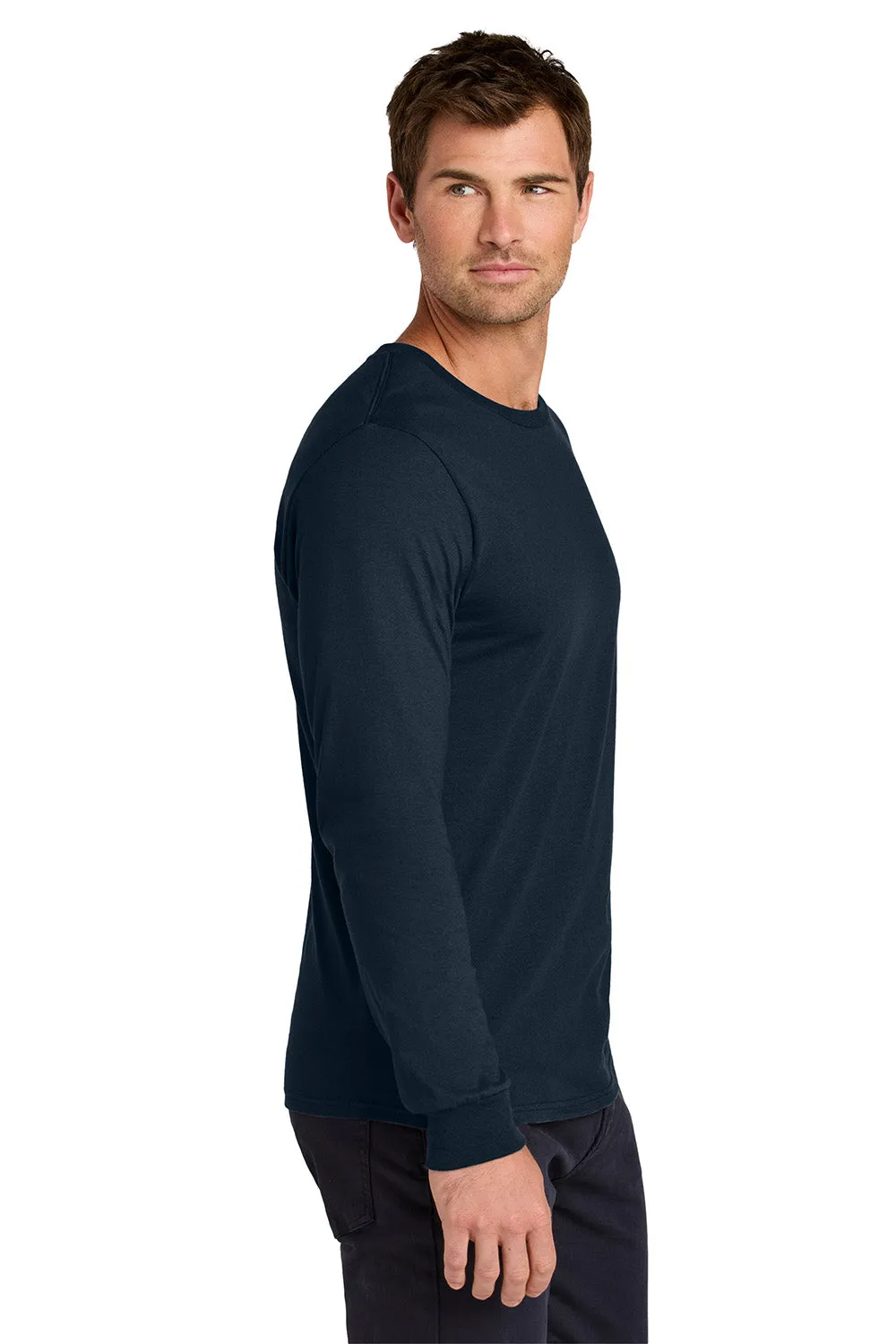 Jerzees Mens Classics Long Sleeve Crewneck T-Shirt - Navy Blue