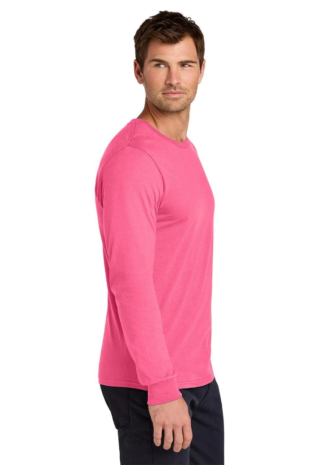 Jerzees Mens Classics Long Sleeve Crewneck T-Shirt - Neon Pink