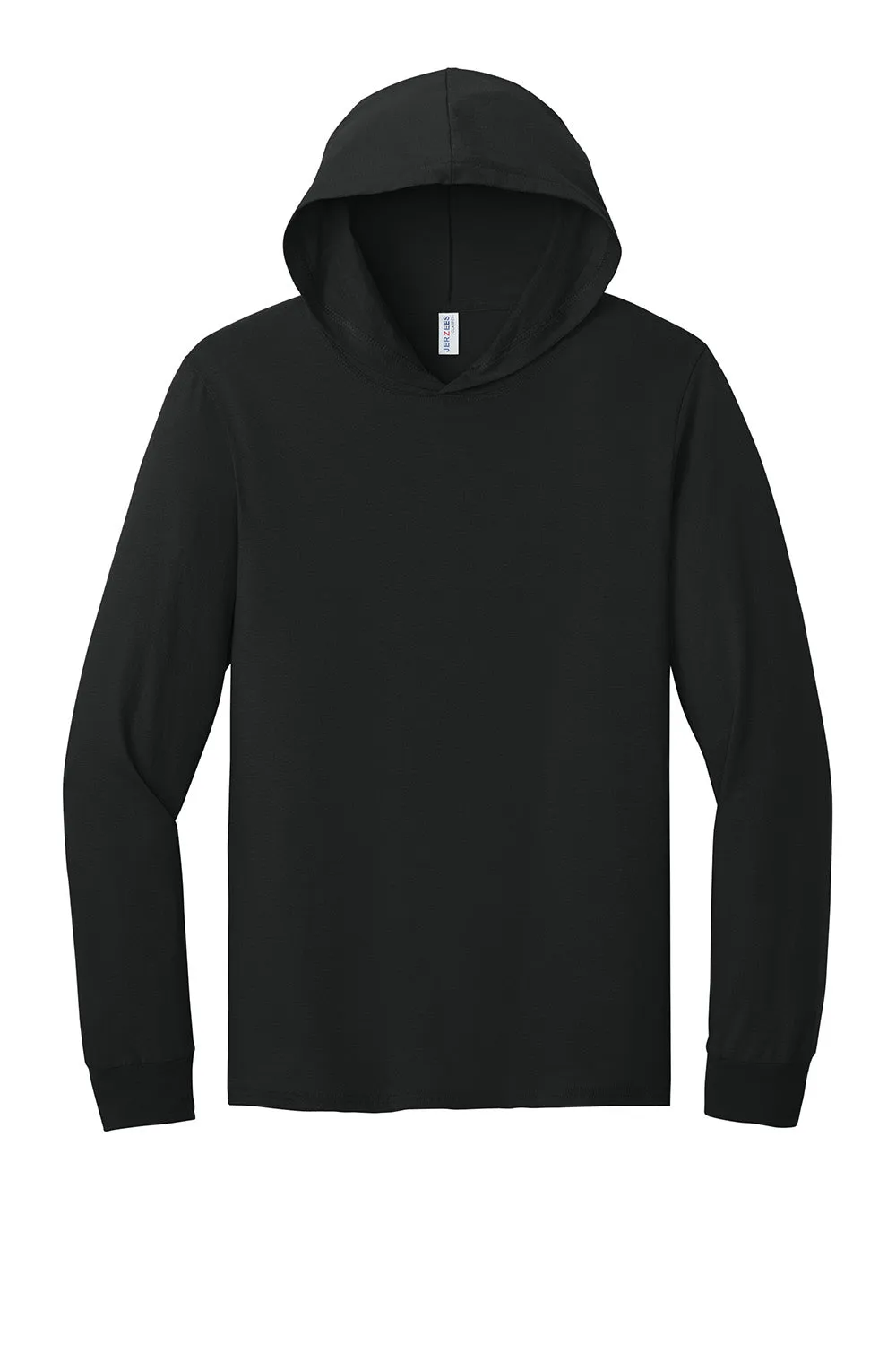 Jerzees Mens Classics Long Sleeve Hooded T-Shirt Hoodie - Black Ink