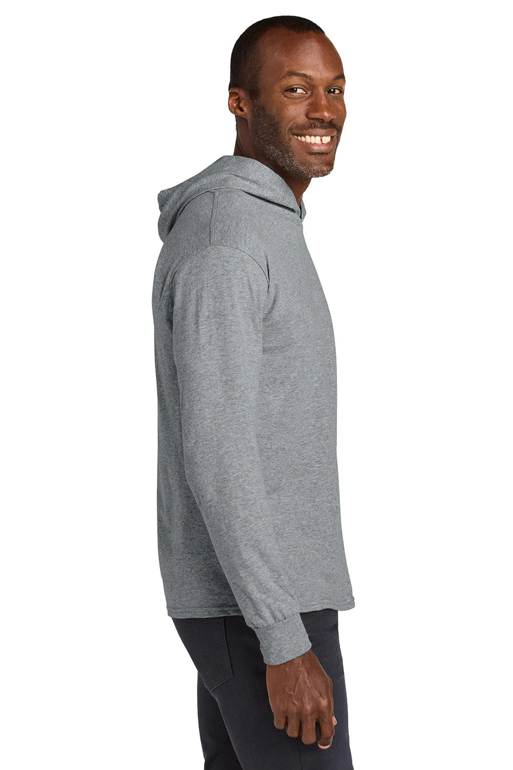 Jerzees Mens Classics Long Sleeve Hooded T-Shirt Hoodie - Heather Grey