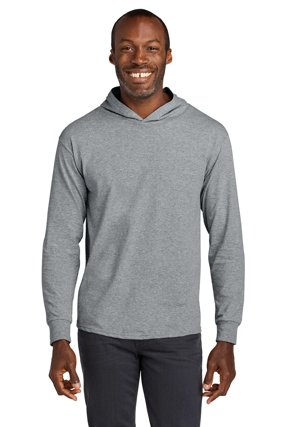 Jerzees Mens Classics Long Sleeve Hooded T-Shirt Hoodie - Heather Grey