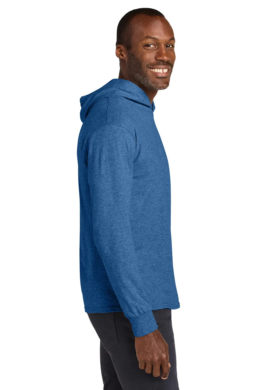 Jerzees Mens Classics Long Sleeve Hooded T-Shirt Hoodie - Heather Retro Royal Blue
