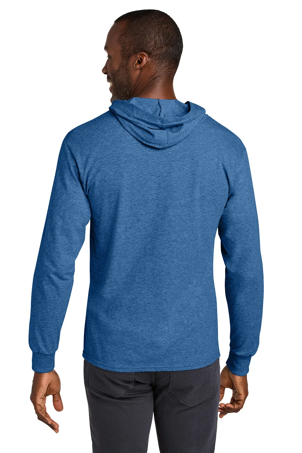 Jerzees Mens Classics Long Sleeve Hooded T-Shirt Hoodie - Heather Retro Royal Blue