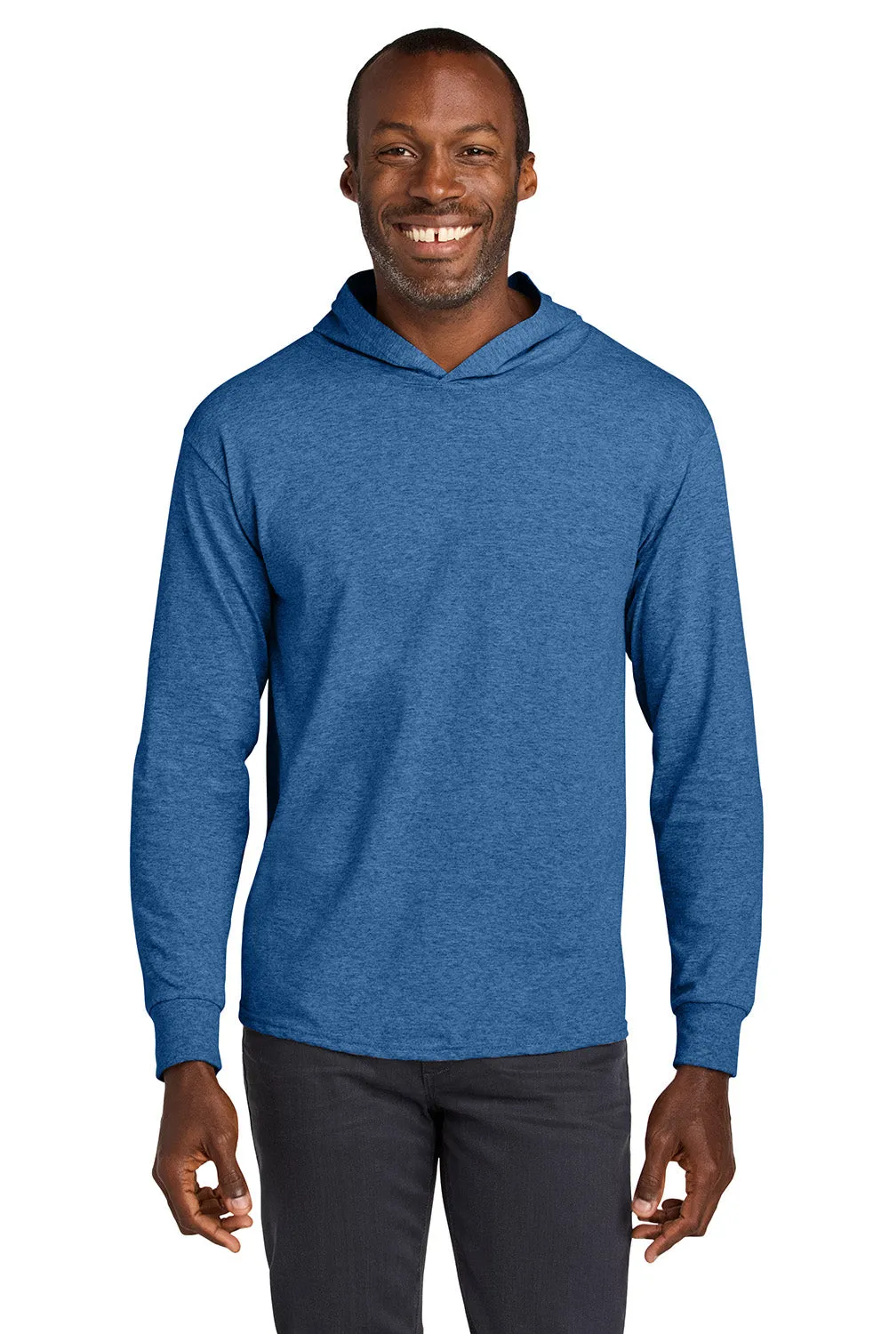 Jerzees Mens Classics Long Sleeve Hooded T-Shirt Hoodie - Heather Retro Royal Blue