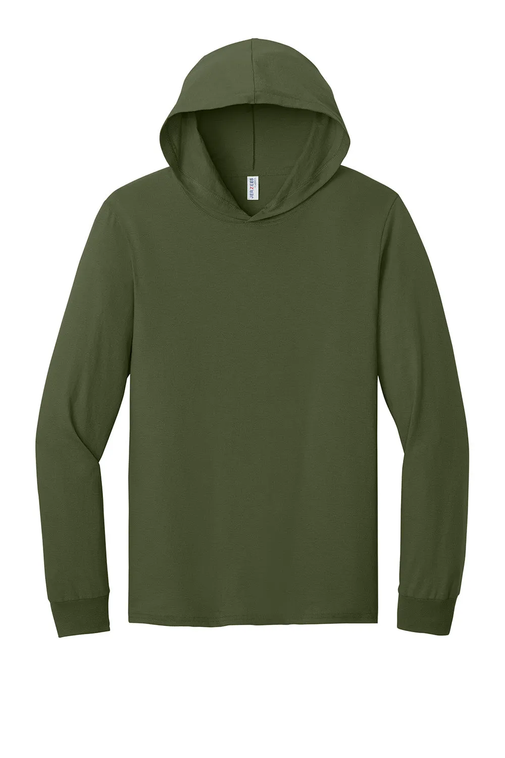 Jerzees Mens Classics Long Sleeve Hooded T-Shirt Hoodie - Military Green