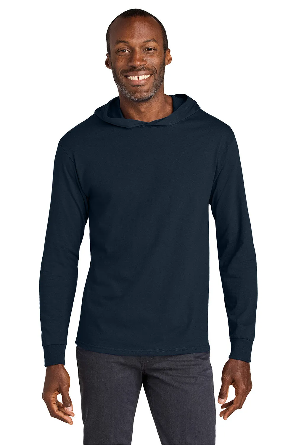 Jerzees Mens Classics Long Sleeve Hooded T-Shirt Hoodie - Navy Blue