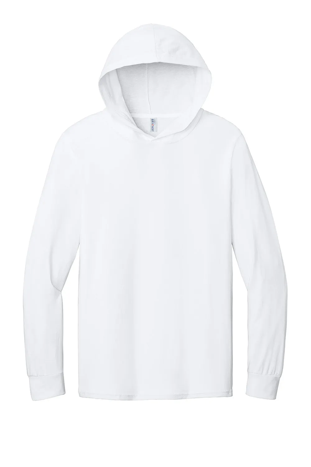 Jerzees Mens Classics Long Sleeve Hooded T-Shirt Hoodie - White