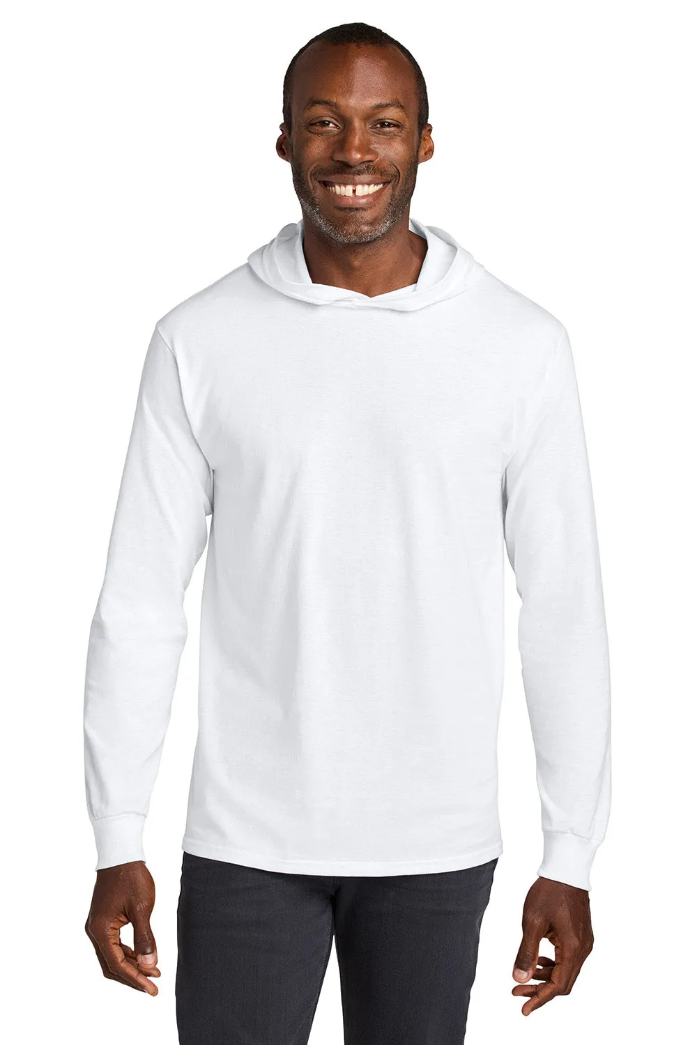 Jerzees Mens Classics Long Sleeve Hooded T-Shirt Hoodie - White