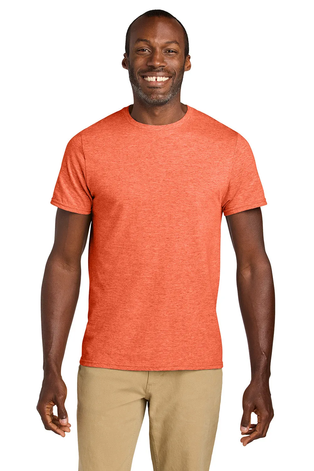 Jerzees Mens Classics Short Sleeve Crewneck T-Shirt - Heather Retro Coral Orange